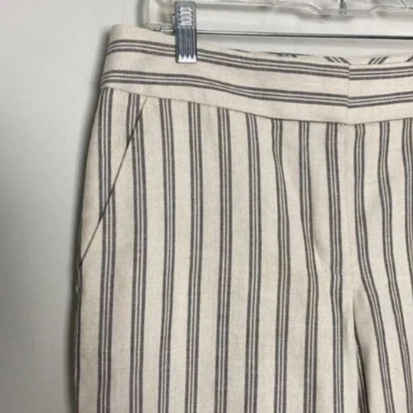 Ann Taylor LOFT Straight Leg Linen Pants Beige Striped, Size 6 Lightweight - Picture 4 of 6